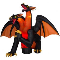 Gemmy 7.5 Ft. Fire And Ice Two-Headed Dragon Halloween Inflatable With Animated Projection