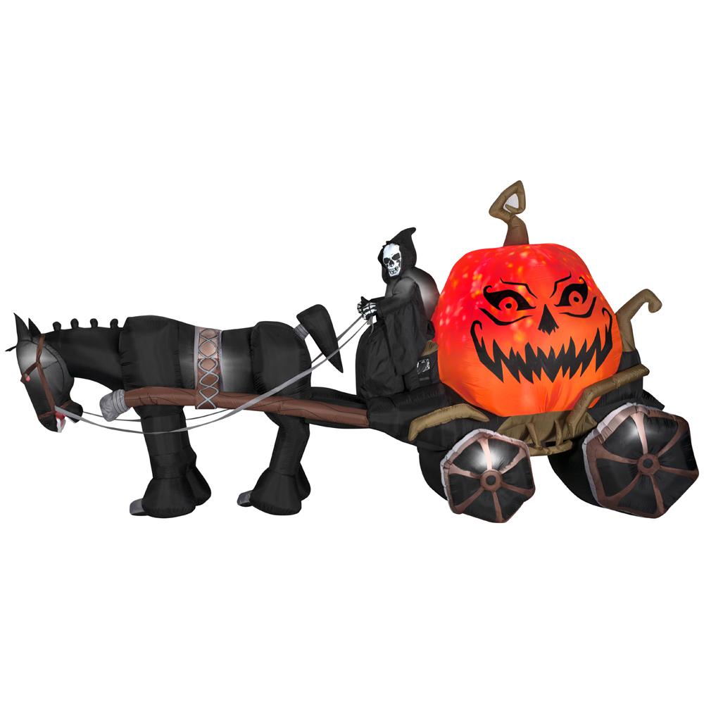 Gemmy 14 Ft. Fire Ice Grim Reaper And Carriage Wide Projection Inflatable Halloween Inflatables 3 Gemmy 14 Ft. Fire Ice Grim Reaper And Carriage Wide Projection Inflatable Halloween Inflatables