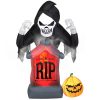 Halloween Inflatables Gemmy 6 Ft. Pre-Lit Inflatable Animated Projection Fog Effect-Fire And Ice-Shaking Reaper Scene (RRPm) Airblown