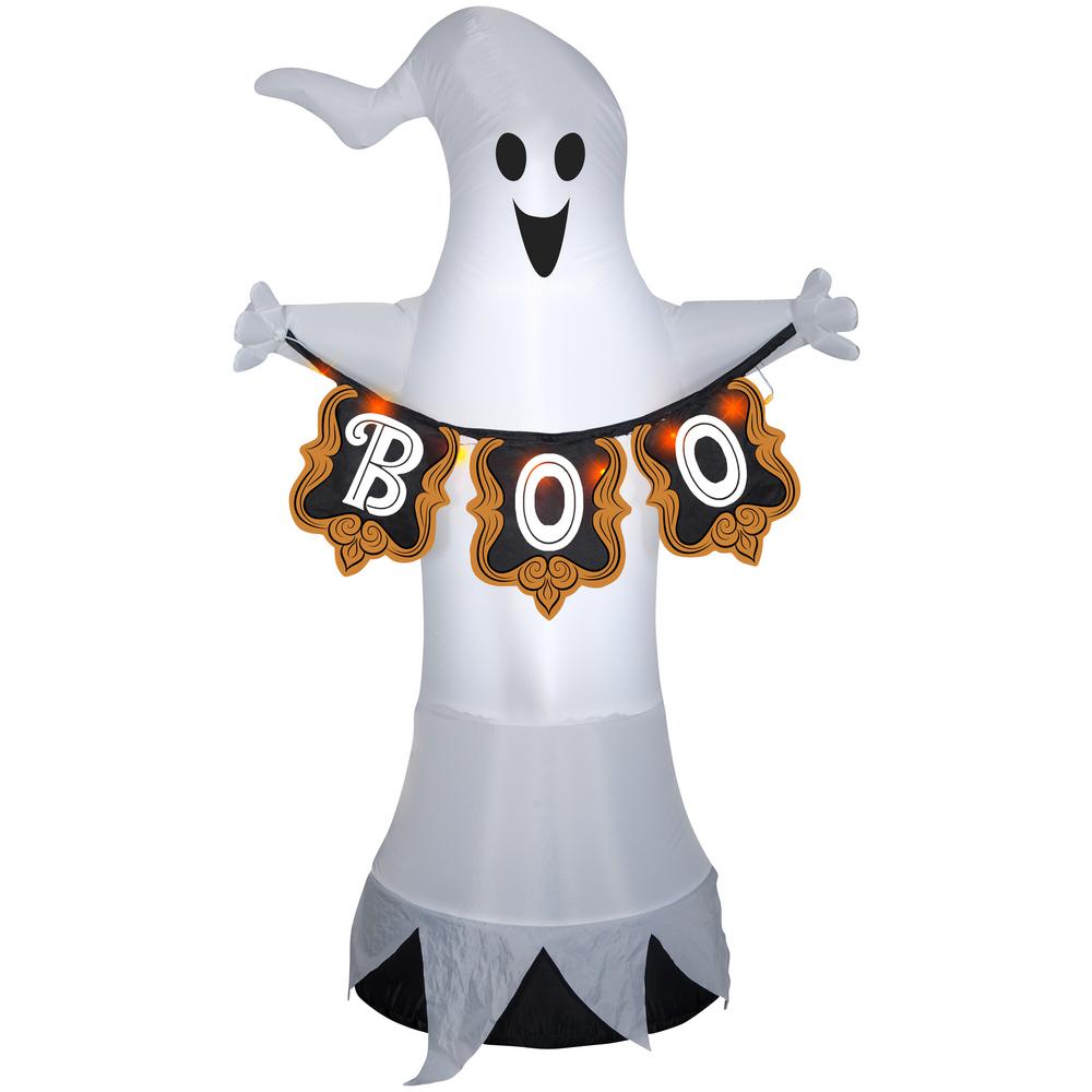 Gemmy 6 Ft. Airblown-Ghost With Boo Banner-MD Halloween Inflatables 2 Gemmy 6 Ft. Airblown-Ghost With Boo Banner-MD Halloween Inflatables