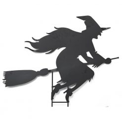 Gerson 45 In. L Metal Witch On Broom Silhouette Yard Decoration Halloween Yard Decor