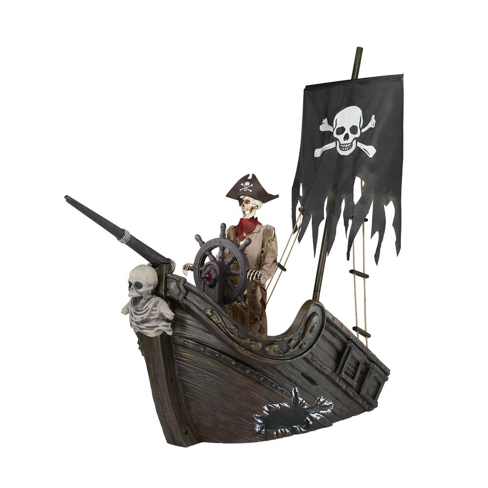 Halloween Yard Decor Home Accents Holiday 116 In. Pirate Ship With Animated Steering Wheel 3 Halloween Yard Decor Home Accents Holiday 116 In. Pirate Ship With Animated Steering Wheel