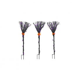 Halloween Lights Home Accents Holiday 36-Light Black Grapevine Broom Path Lights (Set Of 3)