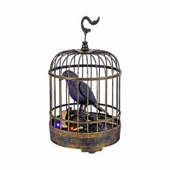 Home Accents Holiday 12.5 In Animated Talking Raven In Cage Halloween Props