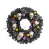 Home Accents Holiday 30 In. Artificial Halloween Wreath With Flowers And Skulls Halloween Wreaths