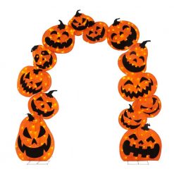 Halloween Yard Decor Home Accents Holiday 106 In. 210 Warm White LED Lights Pumpkin Arch With 16-Function