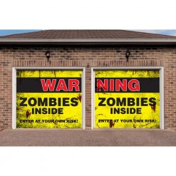 Halloween Door Decorations My Door Decor 7 Ft. X 8 Ft. Zombies Inside Halloween Garage Door Decor Mural For Split Car Garage