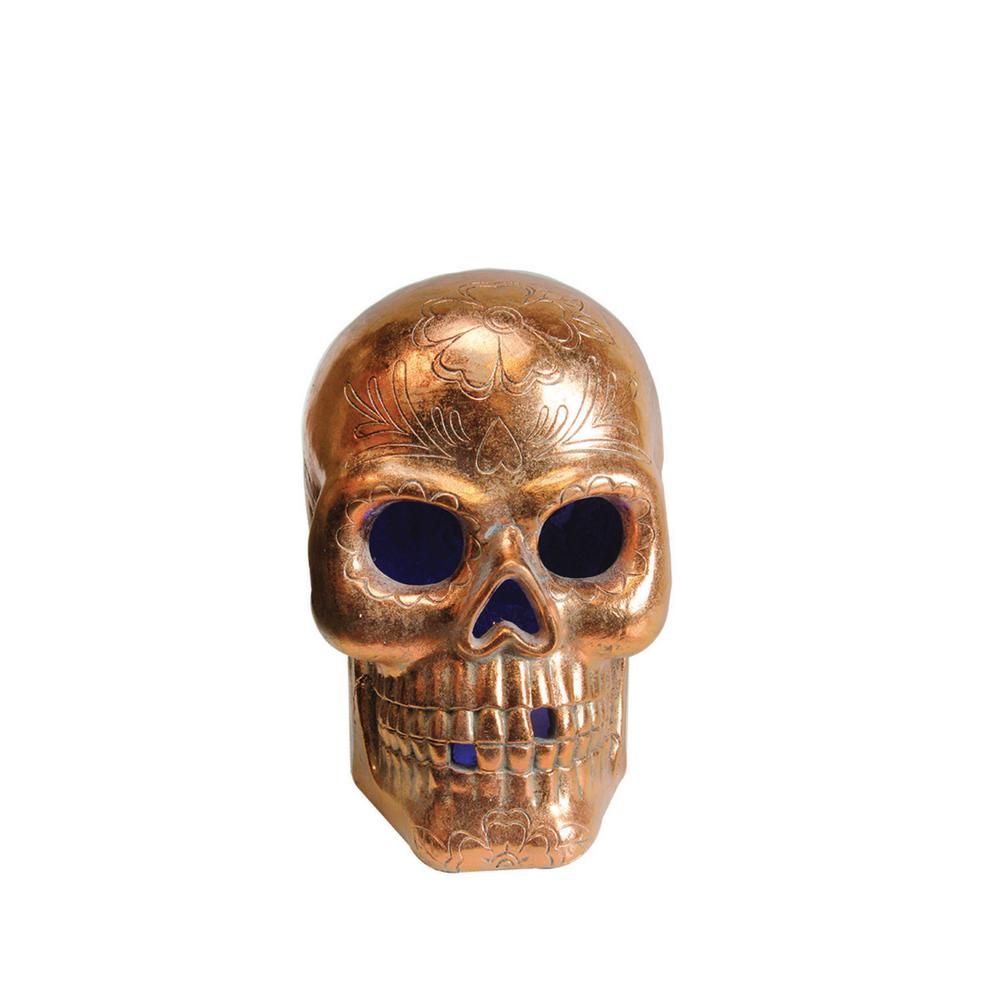 Halloween Props Northlight 14 In. LED Copper Metallic Day Of The Dead Skull 3 Halloween Props Northlight 14 In. LED Copper Metallic Day Of The Dead Skull