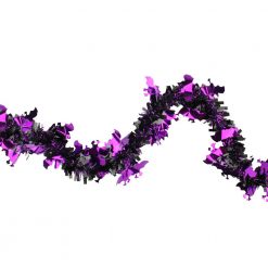 Northlight 50 Ft. Black With Purple Bats Halloween Tinsel Garland Unlit Halloween Wreaths